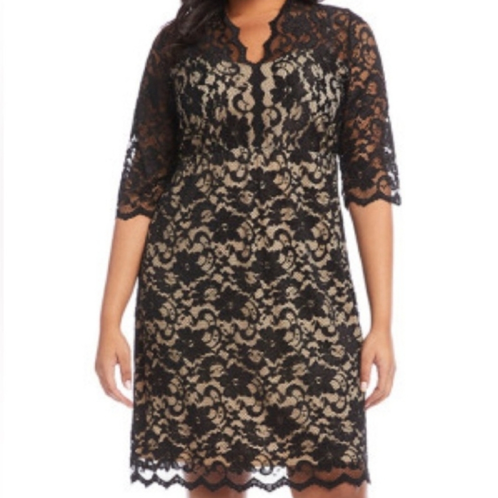 Karen Kane Elegant Navy Lace Dress